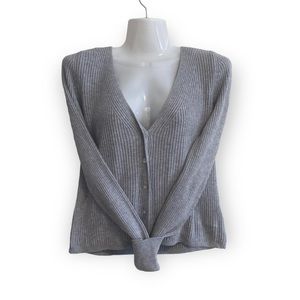 Dynamite Grey Cropped Rib knit Cardigan